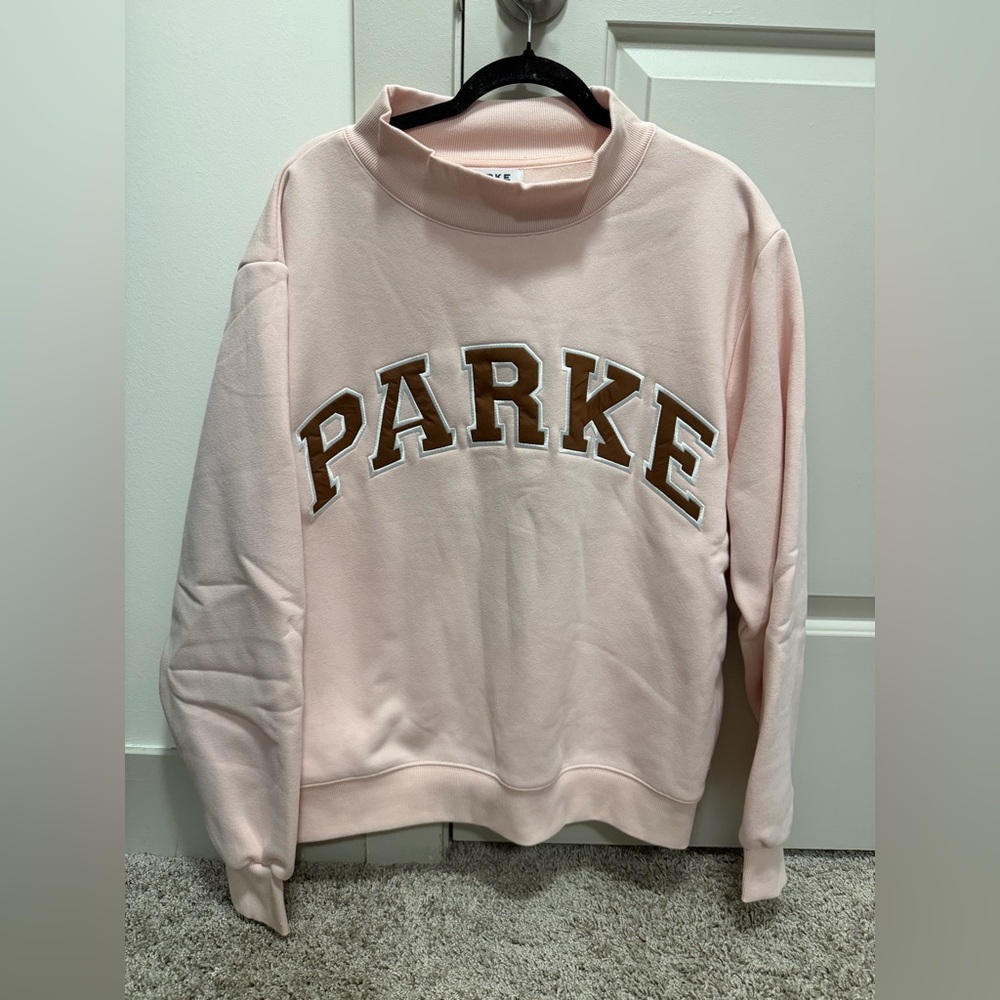 Parke Large/XL Mocha + Rose Fall Cozies Varsity Mockneck Sweatshirt. π§Έβ‘οΈ - Picture 2 of 6